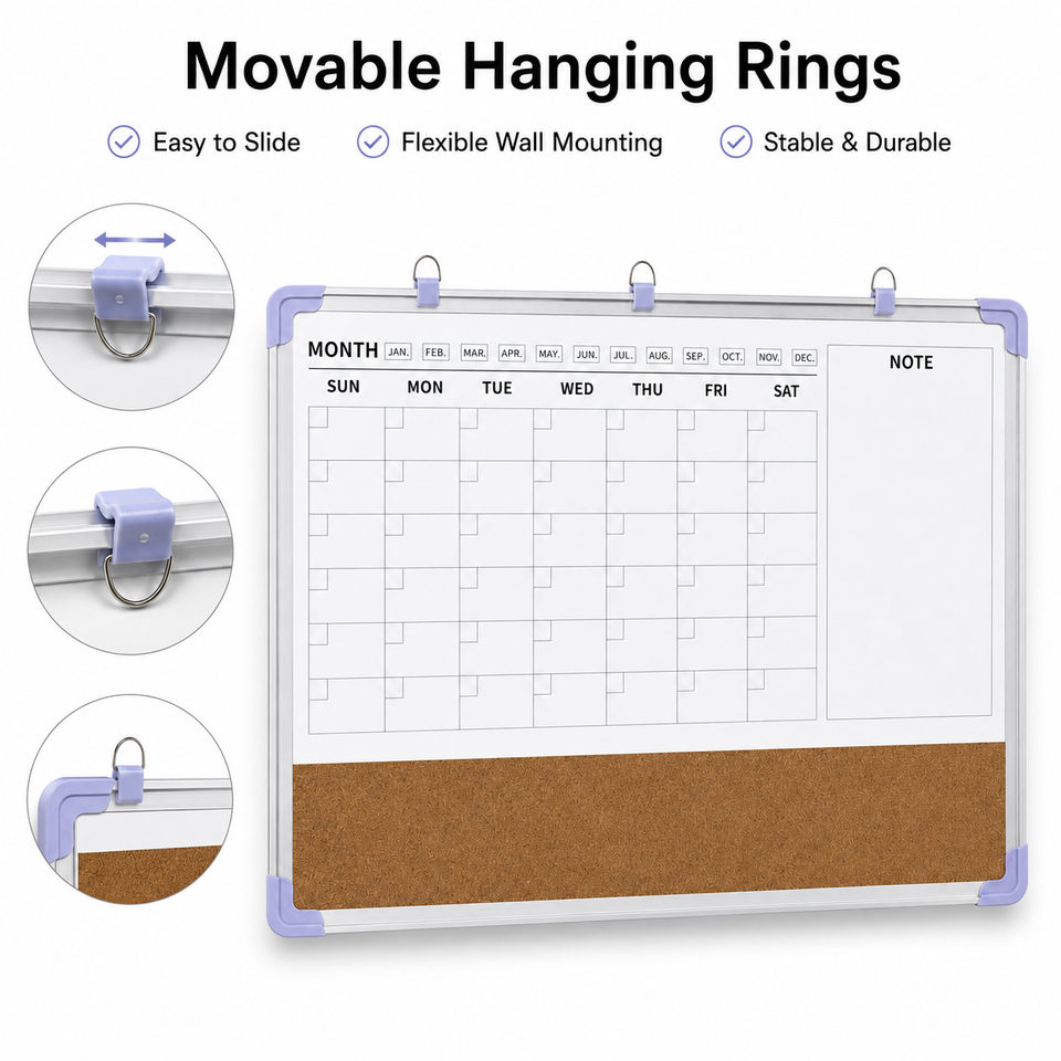 Custom Monthly Planner Board with Felt Pin Board Aluminum Frame Wall ...