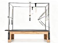 Table de Pilates Premium (Cadillac), cadre en bois massif à joints à languettes avec trapèze en acier inoxydable, table de trapèze complète