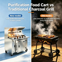Filtre à fumée en acier inoxydable 201 certifié CE pour chariot de restauration mobile, plan de contrôle de la fumée pour les magasins de barbecue et les machines de traitement du gaz