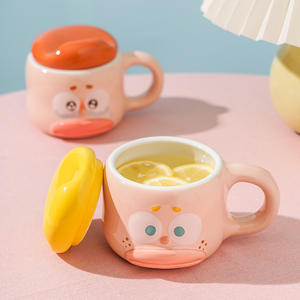 Taza de cerámica Big Fool con tapa, juego de dos piezas, diseño de dibujos animados, linda taza de café para regalo - Product Image 3