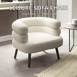 Fauteuil de salon, chaise de coiffeuse pour chambre, fauteuil paresseux pour appartement, maison, bureau - Design moderne en tissu avec accoudoirs - Product Image 2