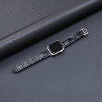 Montres de créateurs pour Cartier Tank, bracelet en cuir véritable pour Apple Watch Series 8 49 mm, homme, noir