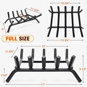 Powder Coated Black <strong>Fireplace</strong> <strong>Log</strong> Grate /Heavy Duty Solid Steel Wood Stove Firewood Burning Rack <strong>Holder</strong> - Product Image 4