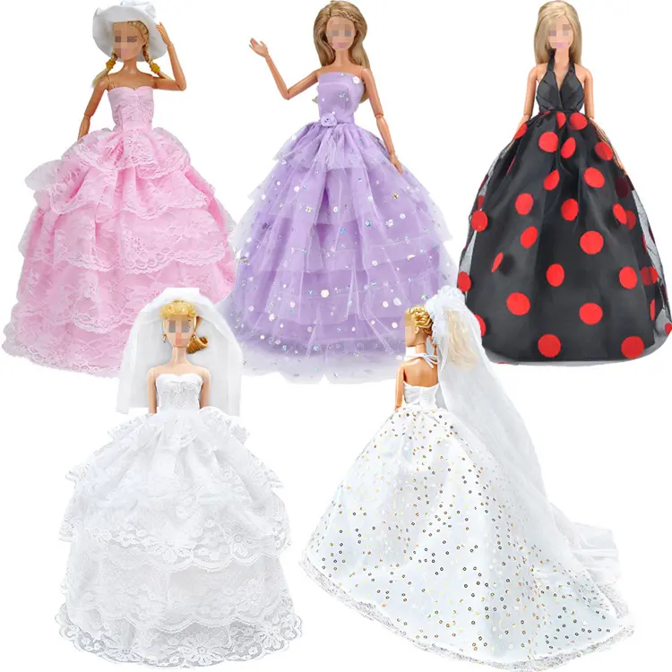 Babykleding Accessoires Pop Bruiloft Prinsessenjurk Avondjurk 5 Optionele Feestjurken Geschikt Voor Mooie Poppendressing