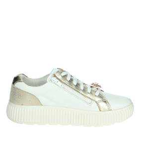 Baskets Geox pour femme D46XFG 046JS en toile blanc et or, chaussures tendance - Product Image 4