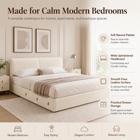 Modernes Plattformbettgestell mit maßgefertigtem Kunstleder für King- und Queen-Size-Betten in Apartment-Schlafzimmern