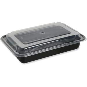 Contenedor de Alimentos Desechable TORECT28 GEN de 28 oz, Negro/Transparente, de Plástico, con Tapa, 8.81 X 6.02 X 2.04, 150/Caja, para Loncheras - Product Image 3