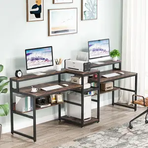 Новый современный дизайн черный деревянный угловой компьютерный стол для домашнего офиса