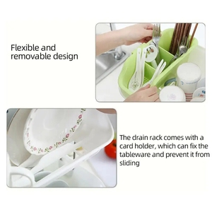 Accessori da cucina supporto organizer rack di stoccaggio in piedi 2 livelli di plastica sopra lavello scolapiatti piatto stendibiancheria - Product Image 4