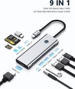 ตัวแปลง USB-C เป็น <span class=keywords><strong>HDMI</strong></span> 4K พร้อมพอร์ต USB-A 3 ช่อง ช่องใส่การ์ด SD/TF และพอร์ตชาร์จ USB-C PD สำหรับ MacBook Pro และอื่นๆ  ปิดหน้าจอได้ด้วยคลิกเดียว 9 in 1 - Product Image 3
