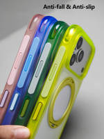 Coque de téléphone antichoc transparente magnétique aux couleurs bonbon en TPU+PC avec coussin d'air, design de luxe, protection renforcée pour 18