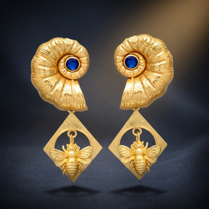Pendientes Étnicos de Latón Chapado en Oro con Piedras Preciosas Hechos a Mano para Fiestas y Moda - Product Image 3