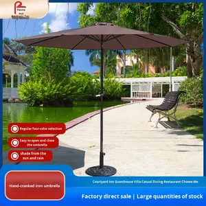 <span class=keywords><strong>Parasol</strong></span> de jardin extérieur grand format 2,5 m avec mât central à manivelle, design moderne en polyester <span class=keywords><strong>pour</strong></span> cour et plage - Product Image 2