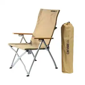 Silla moderna y ajustable para acampada en la playa y picnic de aluminio con respaldo