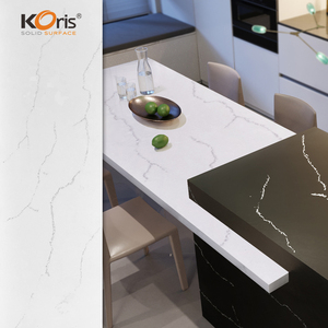 Surface solide en acrylique texture marbre blanc au design moderne Koris pour armoires d'îlot de cuisine éviers de cuisine - Product Image 6