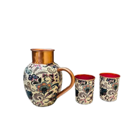 Carafe en cuivre artisanale de 1500 ml avec gobelet, design traditionnel et moderne, ensemble de qualité supérieure pour l'eau potable