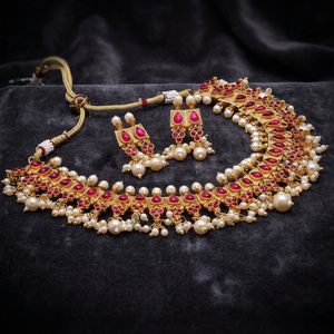Wholesale Antique Matte Plated Necklaces Festival Jewelry Set Traditional South Indian Fashion Jewelry Set Chapado Mate Antiguo - Product Image 4