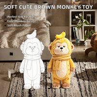 Porte-clés en peluche singe brun - Accessoire animal en peluche de dessin animé pour enfants