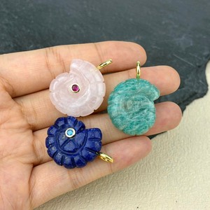 Pendentif en coquille de <span class=keywords><strong>nautilus</strong></span> sculptée, pierre précieuse naturelle avec pavé de CZ, charme en spirale en améthyste/amazonite/quartz <span class=keywords><strong>rose</strong></span> - Product Image 4