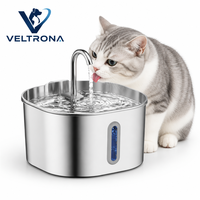 Tempat Minum Hewan Peliharaan Otomatis 2.2L dari Baja Anti Karat, Sirkulasi Pintar untuk Kucing dan Anjing di Dalam Ruangan
