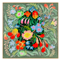 Décoration murale carrée en porcelaine cristalline à motif floral vintage, pour niche, avec plantes colorées, pour salon, tailles personnalisées disponibles