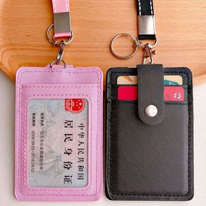 Zimi PU Leather Fashion Badge Holder Office <b>Key</b> <b>Ring</b> ID Card Holder Men Women Mini Wallet 3-Slot Credit Bus Card <b>Bag</b> Travel No - Product Image 5