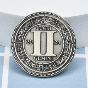 Moneda Conmemorativa de Metal con Diseño Personalizado 3D del Signo Zodiacal <span class=keywords><strong>Géminis</strong></span>, Moneda de Desafío con Logotipo Personalizado, Souvenir de Metal - Product Image 4