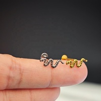 Pendientes Planos en Forma de Serpiente Sin Rosca, de Titanio F136, Antialérgicos, Joyería para Perforaciones en la Piel