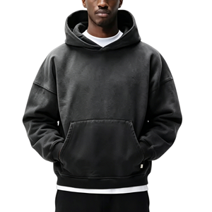 Sweat à capuche oversize personnalisé pour homme, imprimé délavé à l'acide, avec poche, en coton tricoté 500 g/m², col rond, imprimé par transfert thermique - Product Image 1