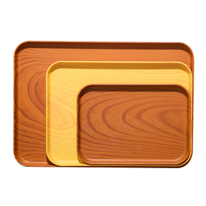 Bandeja de servicio decorativa personalizable bandeja de comida a granel de paja de trigo PP de madera de imitación para cafetería para Acción de Gracias y Pascua - Product Image 1