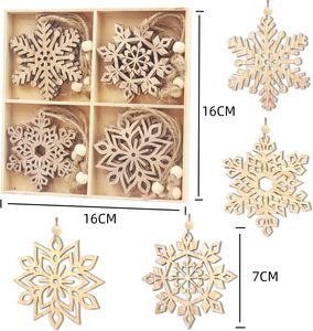 Fiocchi di Neve in Legno Natalizi da Appendere, Ornamenti Fai-da-Te, Ritagli in Legno Non Finito per Decorazioni Natalizie - Product Image 3