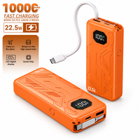 Batterie externe HYTO 10000mAh avec câble intégré, charge rapide PD 22.5W, affichage numérique, chargeur de batterie externe pour téléphone portable