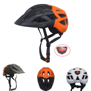 Capacete de bicicleta com luz LED CE e CPSC para ciclos adultos, capacete confortável com viseira