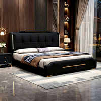 Lit de rangement moderne et luxueux JUNYUHAO, revêtement en tissu haut de gamme, mousse haute densité, cadre en pin certifié E0, taille Queen/King