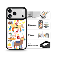 Coque de téléphone AG Feeling Black Edge avec motif doré « Get Rich Immediately » pour iPhone 17, 17 Pro Max, 16 Pro, 15, 15 Pro Max – Coque magnétique
