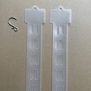 Display Hanging <b>Strips</b> for Supermarkets Made of <b>Plastic</b> PP Transparent Double-sided with 12 Hooks Length 54cm - Product Image 2