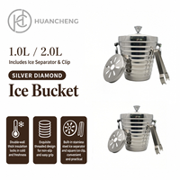 HC al por mayor Cubos espirales de acero inoxidable para hielo con tapa, pinzas y colador, 1L-2L, Enfriador de vino para bar, OEM, 5 unidades, para bar y comercio minorista