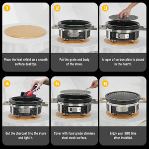 AUPLEX Churrasqueira/<span class=keywords><strong>Asador</strong></span> de Mesa, Mini Parrilla de Carbón para Brochetas Yakitori, Estilo Japonés y Coreano, de Cerámica y Hierro Fundido, con Control Remoto - Product Image 4