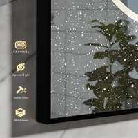Miroir de salle de bain LED rectangulaire à ciel étoilé, résistant à l'eau, avec cadre en aluminium et interrupteur tactile, à fixer au mur