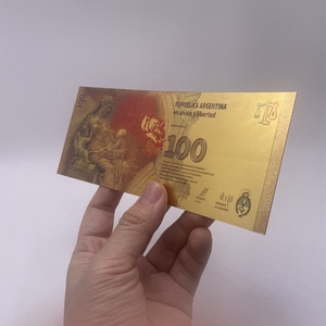 New Argentina 100 Argentinian Peso Plastic Fake Banknote 24k Gold Plated Foil Paper Money With Color Printing - Product Image 4
