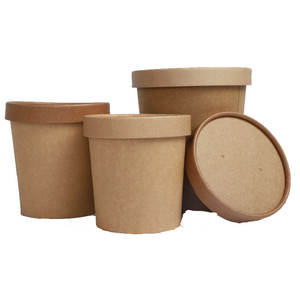 Bol à soupe à salade en papier Kraft avec couvercle récipient à aliments en papier Kraft à emporter - Product Image 4