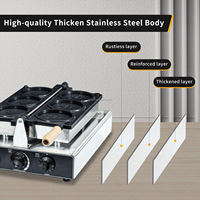 Pembuat Waffle Koin Stainless Steel Komersial 110 220V dengan Kontrol Suhu & Waktu untuk Restoran, Toko Roti, Kedai Makanan Ringan & Penggunaan Keluarga