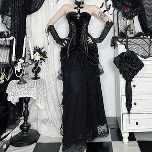 Jupes longues gothiques noires taille haute pour femmes jupe 2025 New Y2k <span class=keywords><strong>Style</strong></span> Harajuku Punk Goth Dark Grunge Streetwear Vêtements pour femmes - Product Image 1