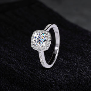 S925 Sterling Zilver Moissanite Princess Vierkante Platina Diamant Simulatie Ring Verlovingsring Trouwring - Product Image 6