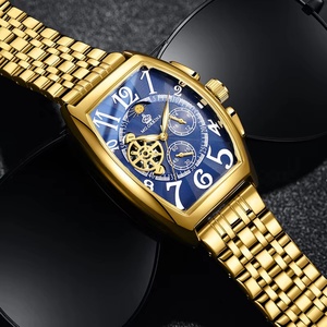 Reloj Sewor 166117 de Lujo con Diseño Hueco, Fase Lunar, Correa de Cuero, Mecánico Automático, Estilo Tonneau para Hombre, Casual de Negocios - Product Image 2