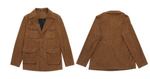 Abrigo Steampunk de Pana para <span class=keywords><strong>Hombre</strong></span>, de Longitud Media, Tejido Grueso, Elegante y Moderno, con Cuatro Bolsillos, para Caza y Negocios - Product Image 3