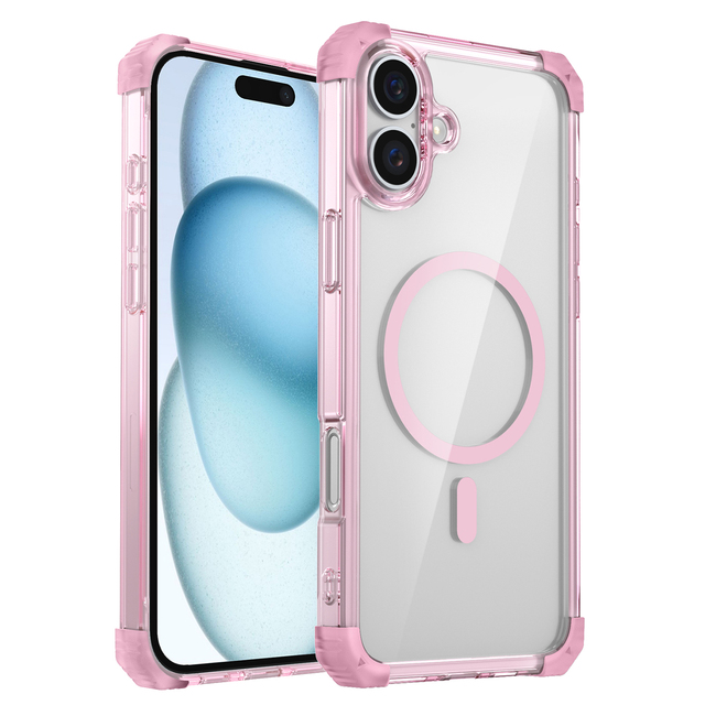 Magnetic Transparent TPU PC Hybrid Shockproof Magnetic Safe Protective Clear Cover for iPhone 16 Pro Max 15 14 Plus 13 12