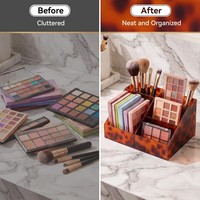 Porte-pinceaux de maquillage en acrylique avec compartiments, organiseur de rangement pour pinceaux cosmétiques de bureau pour outils de maquillage