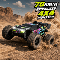Voiture RC 4x4 Brushless Haute Vitesse 1:16 70km/h, Monster Truck Tout-Terrain 2.4G, Buggy de Course Rapide 3 Vitesses, Jouet Électrique 4x4 pour Passionnés