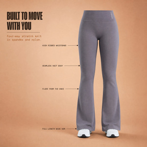 Pantaloni Yoga a Zampa d'Elefante per <span class=keywords><strong>Donna</strong></span> con Logo Personalizzato, Senza Cuciture, Vita Alta, Elasticizzati in Quattro Direzioni, Traspiranti in Nylon e Spandex - Product Image 4